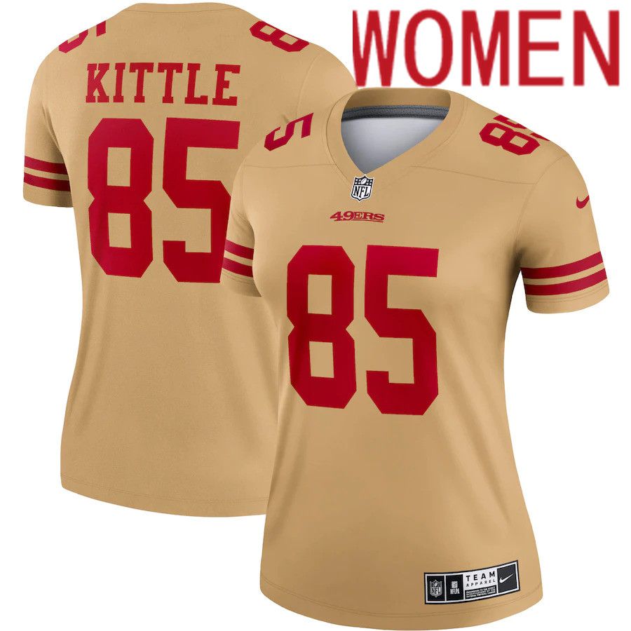 Women San Francisco 49ers 85 George Kittle Nike Gold Inverted Legend NFL Jersey